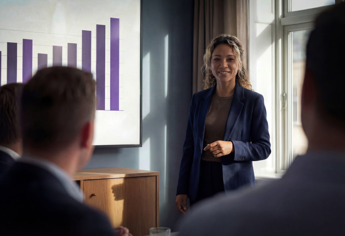 Dataanalytiker som analyserer og presenterer innsikt